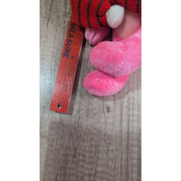 Vintage 1980 Mighty Star Pink Panther Plush Toy In Holiday Stocking 11" - Picture 4 of 7